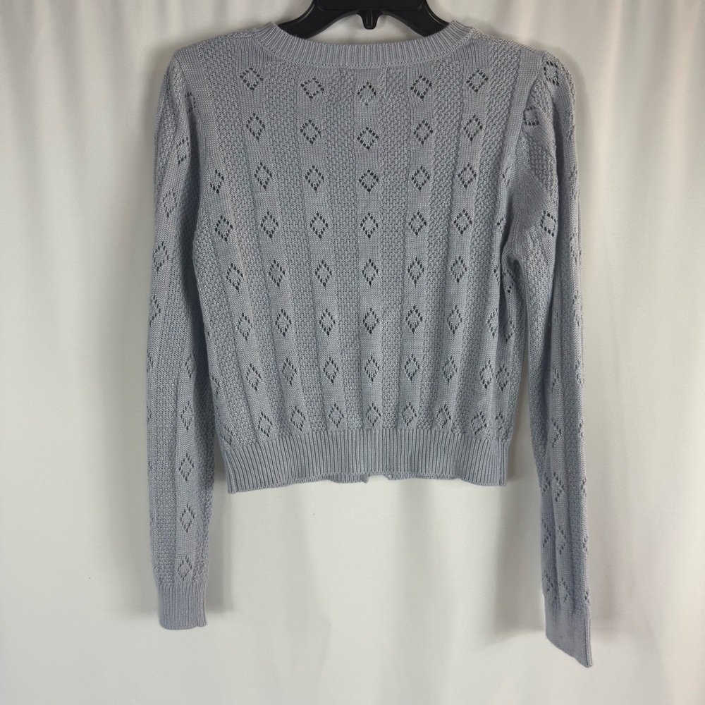 Pink Rose Cardigan Tank sweater baby blue Floral Summer Spring Women size:L - Picture 11 of 14